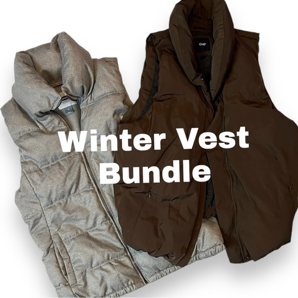 Gap and Old Navy Sz M Winter Vest Puffer Bundle - Picture 3 of 14